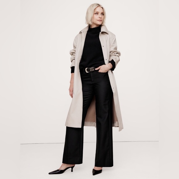 AS IS! NWT! Banana Republic Lido Wide Leg Italian Wool Pants - Size 2 LONG - Picture 1 of 11